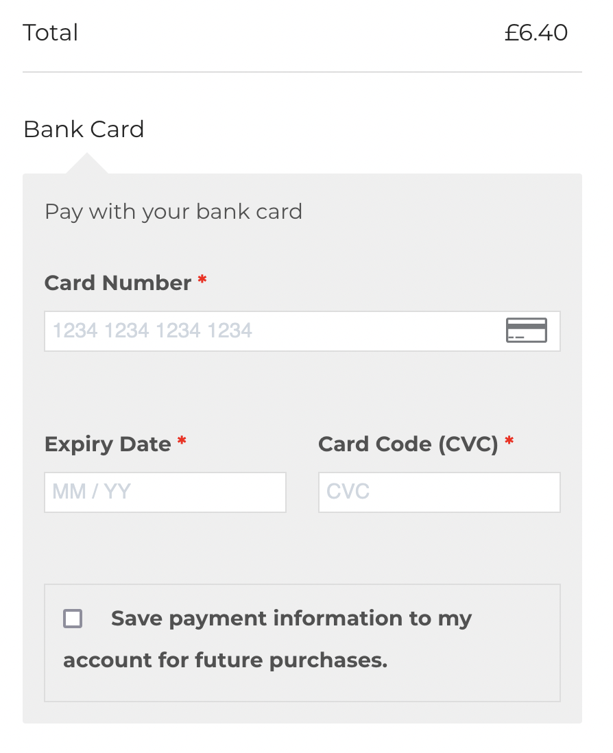Stripe integrates with WooCommerce and takes care of all the payment complexity.