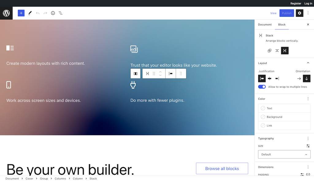 Wordpress allows building extendable websites